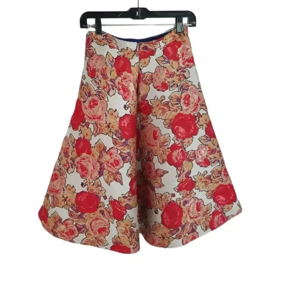 {Anthropologie} Rachel Antonoff Red Rose Jacquard Skirt - Picture 7 of 15